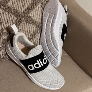 Adidas Men’s White Mesh Slip-Ons with Black Band New Bright white
